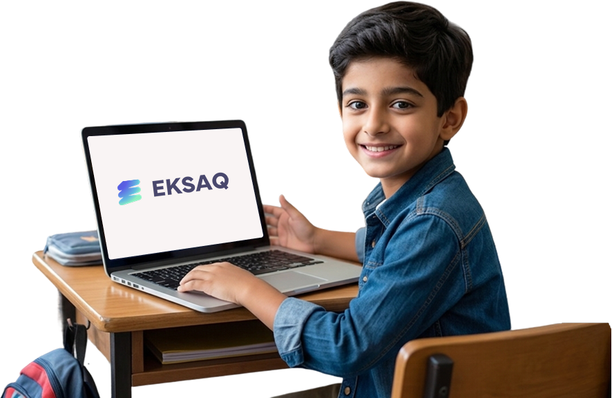 Indian Schoolboy sitting with laptop